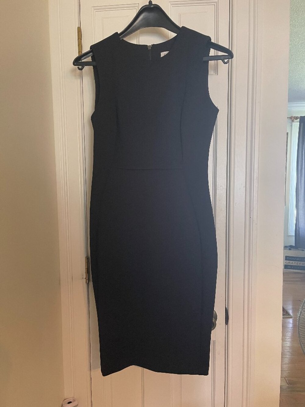 Calvin Klein Black Scuba Crepe Sleeveless Sheath Dress (Size 8)